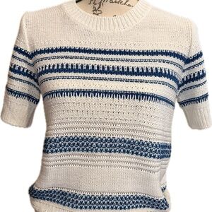 Banana Republic Navy and Cream Striped Sweater